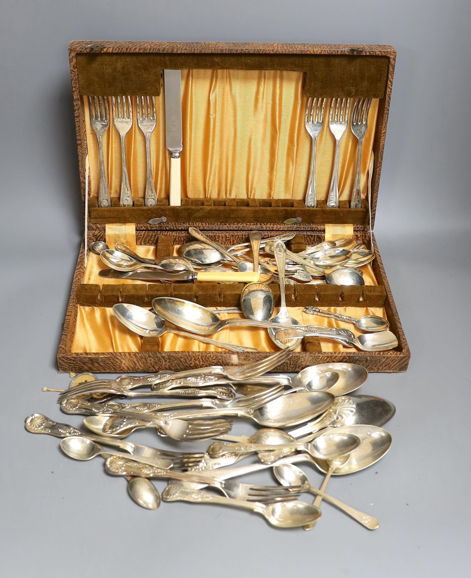 A quantity of silver plated flatware